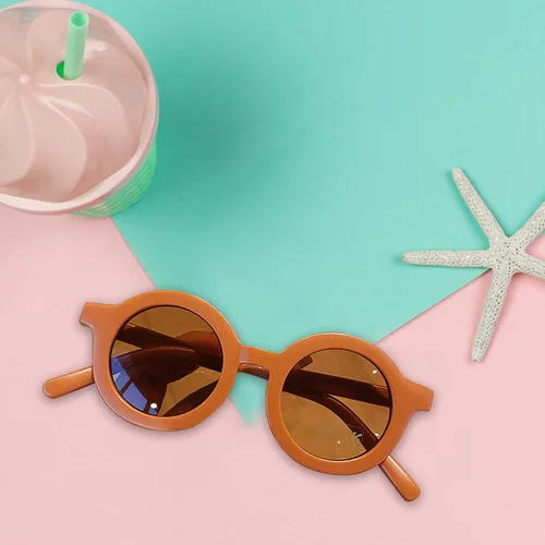 Vista 2 de Yimin Kids Sunglasses,UV-Proof Round Sunglasses for Kids - Sun Eyewear Streamlined Arc Design Integrated Nose Pads Thick Frame