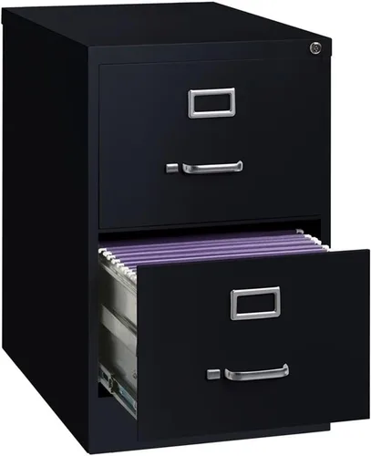 Vista 5 de Scranton & Co Archivador vertical de metal de 2 cajones, 25 pulgadas de profundidad, acabado negro, ancho legal, construcción duradera de acero