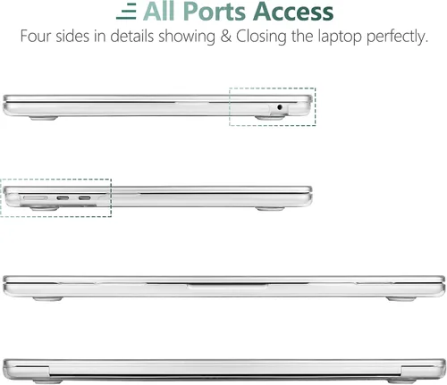 Vista 7 de TWOLSKOO Compatible con funda para MacBook Air M4 de 15 pulgadas versión 2025-2023 M4 A3241 M3 A3114 M2 A2941, carcasa rígida de plástico y Cristal