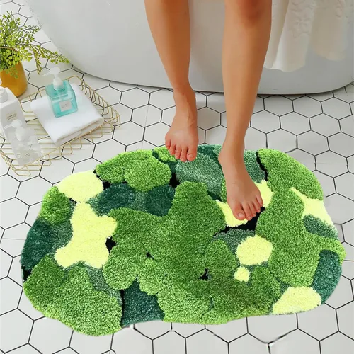 Vista 13 de LEVINIS Moss - Alfombra de baño con diseño de musgo, antideslizante, suave y absorbente de agua, 31 x 20 pulgadas