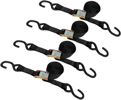 Vista 12 de Mega Cargo Control - Hebilla de leva resistente de 1" x 6' con ganchos S recubiertos de negro - WLL 400 lbs. Paquete de 4