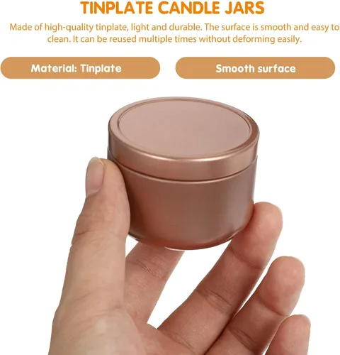 Vista 9 de 12pcs Oz Tinplate Balm Jars with Lids for Candles, Blush and Jewelry Golden