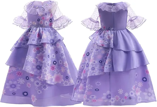 Vista 2 de Kidswant Disfraz de princesa para niñas, vestido de lujo para fiesta, elegante, con accesorios, 2-12 años