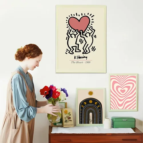 Vista 2 de Atrippy Pósteres minimalistas grandes, tapiz artístico para dormitorio, tapiz estético de pared de dibujos animados, bohemio y divertido póster