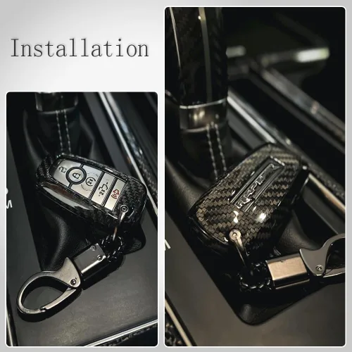 Vista 4 de Cubierta de llavero de fibra de carbono para Ford F-150 F150 Bronco Raptor R Off-Road 2018 2019 2020 2021 2022 2023 2024, Solo para Raptor, Estuche