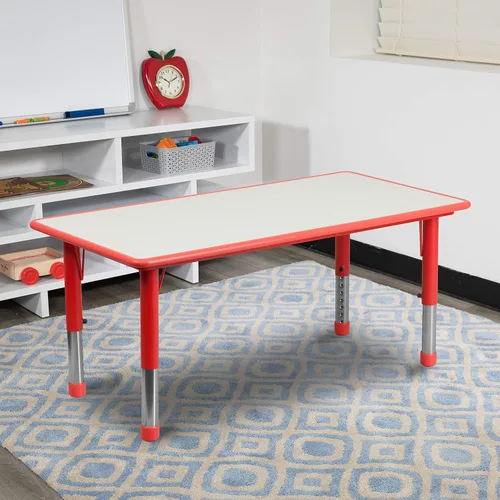 Vista 8 de EMMA + OLIVER Blue - Mesa de actividades de altura ajustable para niños de 47.25 x 23.5 pulgadas Altura ajustable, aprendizaje colaborativo, fácil