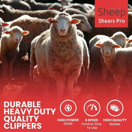 Vista 6 de Cortadora eléctrica profesional de 110 V 500 W con 6 velocidades, 2 cuchillas, afeitado de lana de piel en ovejas, cabras, ganado, mascota de ganado