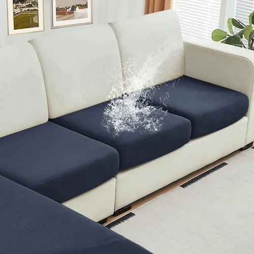 Vista 17 de NAISI Fundas de cojín impermeables de tela de terciopelo grueso lavable, 1 pieza, fundas individuales para sofá modular con parte inferior elástica