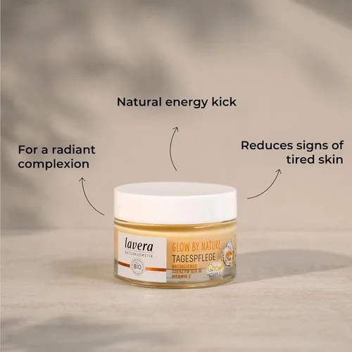 Vista 3 de lavera Glow by Nature Day Care - Crema facial con Q10 y vitamina C para una tez radiante - Crema facial hidratante - Crema antienvejecimiento