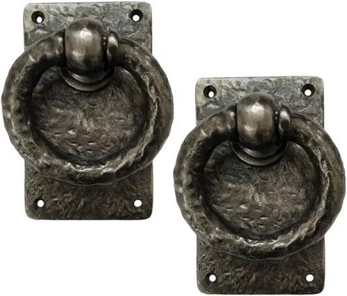 Vista 6 de Adonai Hardware Anillo de hierro fundido antiguo Adonikam de 3 pulgadas (suministrado como 2 piezas por paquete) - Negro mate