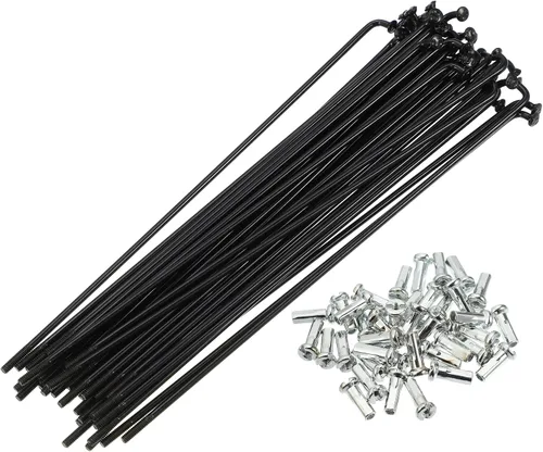 Vista 16 de X AUTOHAUX 40 piezas 14G J Bend 0.079 in bicicleta radios con pezones acero negro