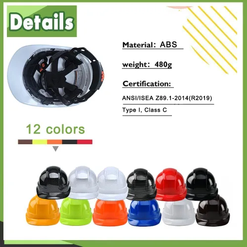 Vista 6 de Casco de trabajo de construcción personalizado Casco de seguridad con suspensión de trinquete de 6 puntos con ventilación