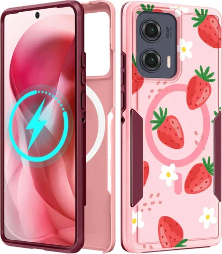 Vista 212 de Funda para Moto G 5G 2024 – Compatible con MagSafe para mujeres y niñas, bonita funda protectora magnética para teléfono, diseño femenino Kawaii