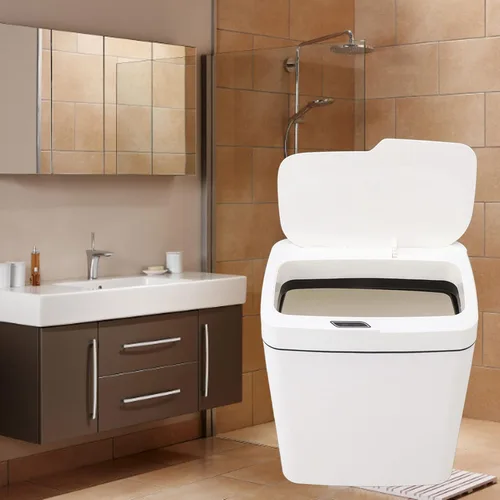 Vista 9 de Asixxsix Bote de basura de baño sin contacto, 18 L, 4.75 galones, con sensor de movimiento automático, funciona con pilas, delgado e inteligente