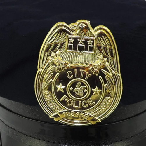 Vista 4 de Sombrero de policía Jacobson Sombrero Company con insignia de plástico brillante oro, color negro