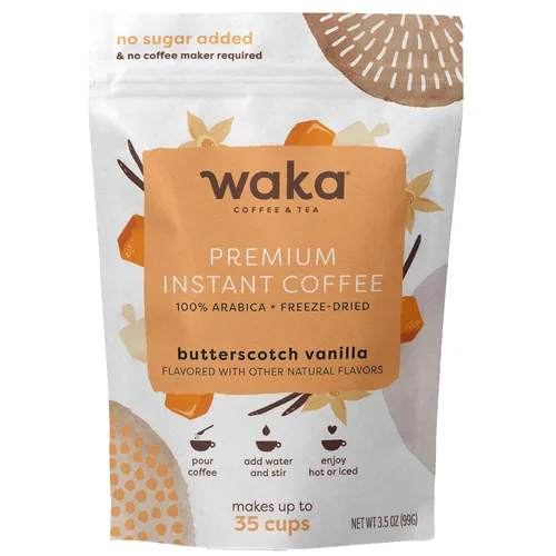 Vista 7 de Waka - Café instantáneo de calidad, tostado medio descafeinado, granos arábica y liofilizados. Bolsa de 35 porciones para café instantáneo caliente