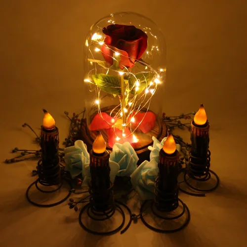 Vista 2 de CVHOMEDECO. Velas de cera real sumergidas a mano con temporizador LED con pilas, velas cónicas sin llama primitivas del país, 4-3/4 pulgadas, negro