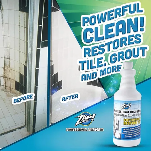Vista 4 de ZAP! Restaurador profesional de azulejos y lechadas Limpia y restaura superficies de porcelana, fibra de vidrio, azulejos y lechada Removedor