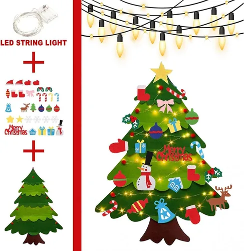 Vista 4 de Everized - Árbol de Navidad interactivo de fieltro para niños, árbol de Navidad Montessori