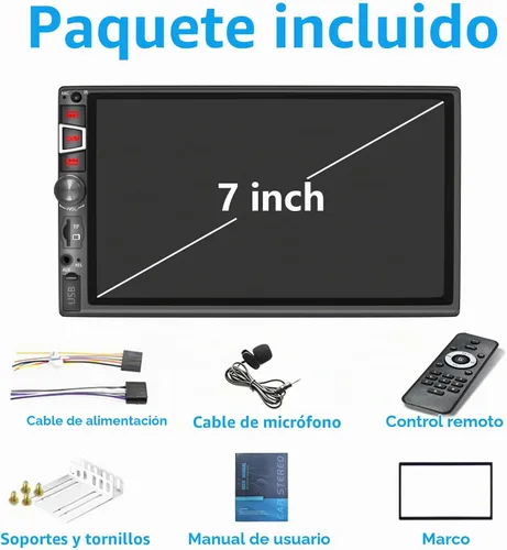 Vista 8 de Estéreo de auto de doble DIN compatible con Carplay inalámbrico y Android Auto y Mirror Link, pantalla táctil HD 1024 x 600 de 7 pulgadas