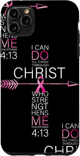 Vista 13 de Breast Cancer Phone Cases Women Philippians 4:13 Pink Cancer Case for iPhone 17