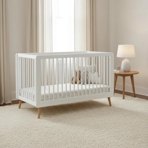 Vista 2 de Tatum 3-en-1 Convertible de madera cuna de bebé - Blanco