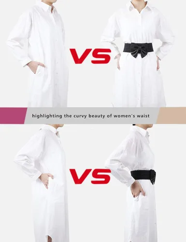 Vista 7 de YALEMEI - Cinturón de cintura elástico ancho con lazo para mujer, adorable accesorio de vestir, Negro