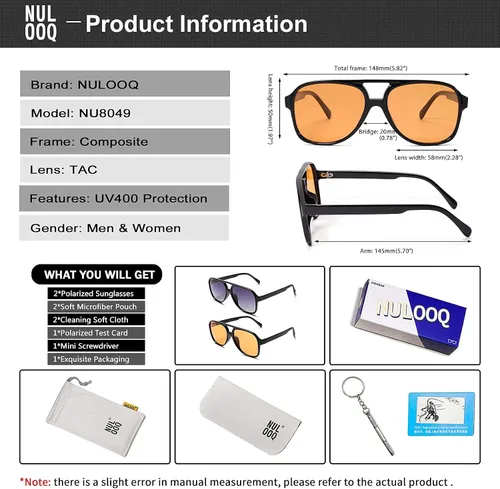 Vista 6 de Gafas de sol polarizadas estilo aviador retro vintage para mujeres y hombres, marco grande, gafas de sol cuadradas de los años 70, protección UV400