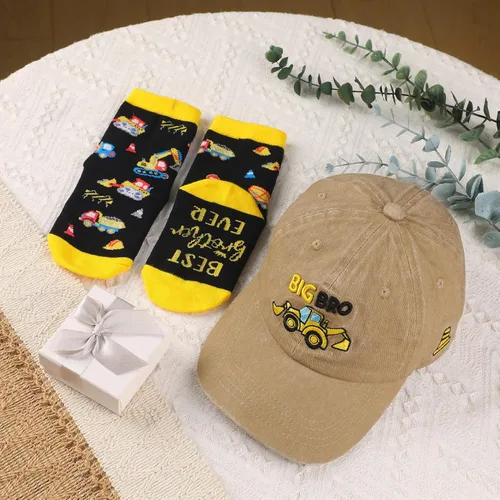 Vista 5 de Regalos promocionados a hermano mayor para niños pequeños Big Bro Baseball Hat Socks
