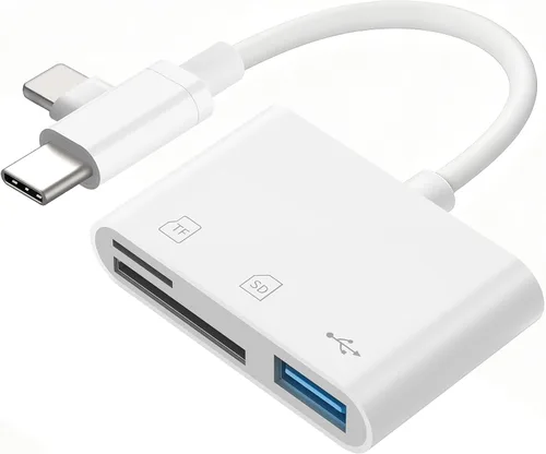 Vista 10 de Lector de Tarjetas SD para iPhone iPad Cámara con USB C, Lector de Tarjetas de Memoria con Ranura Dual Soporta Tarjetas SD/TF Visor de Cámara