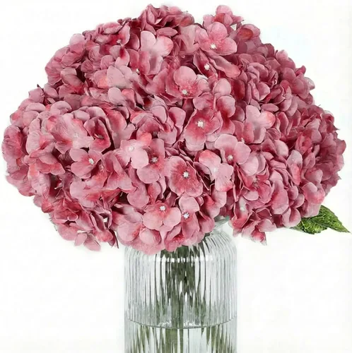 Vista 13 de 2 ramos de flores artificiales de hortensias de seda negra de 20 pulgadas