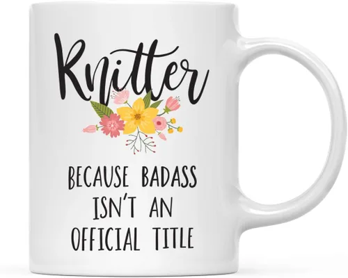 Vista 53 de Andaz Press Taza de café de 11 onzas, regalo de broma, tía porque Badass no es un título oficial, gráfico floral, 1 paquete