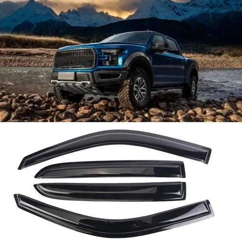 Vista 21 de Protector de lluvia Deflector de viento para montaje exterior, viseras de ventana con cinta compatible con Ford F-250 1999-2016 Super Duty