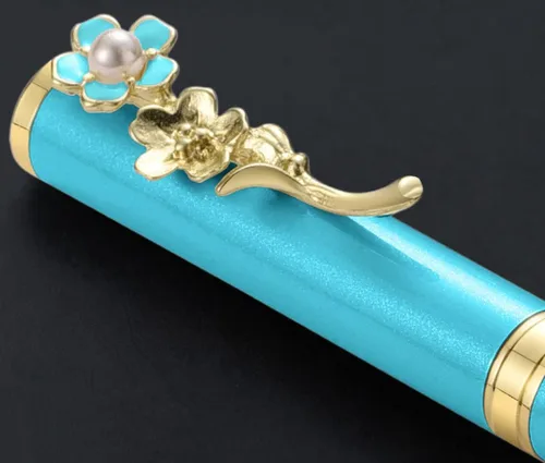 Vista 5 de Gullor Bolígrafo de laca negra con estuche de negocios, bolígrafo de metal retráctil ejecutivo de lujo para hombres y mujeres, oficina ejecutiva Azul