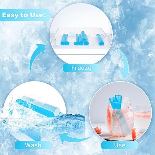Vista 4 de Paquete de 12 cubitos de hielo reutilizables para bebidas, botella de agua reutilizable de congelación rápida, sin BPA, cubos de hielo de plástico