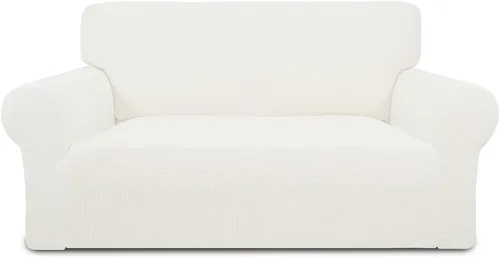 Vista 43 de PureFit Funda elástica para sofá biplaza, funda de sofá suave y antideslizante de jacquard de elastano, protector de muebles lavable con espuma