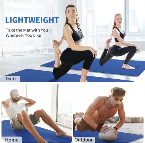 Vista 6 de CAMBIVO Tapete de yoga extra ancho para mujeres y hombres (72"/84" x 32" x 1/4") Tapete de entrenamiento TPE antideslizante grande para yoga