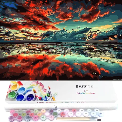 Vista 42 de BAISITE 0304 - Kit de pintura por números para adultos principiantes; paquete de 2 lienzos de 8 pulgadas de ancho x 12 pulgadas de largo; caja