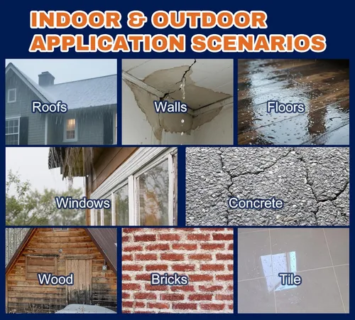 Vista 6 de Sellador líquido impermeable de 35 onzas, revestimiento impermeable invisible transparente, adhesivo de reparación a base de agua antifugas