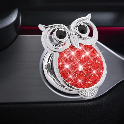 Vista 5 de AUCELI Bling Owl - Cubierta de botón de arranque y parada de motor de automóvil, calcomanía protectora de diamantes de imitación para botón