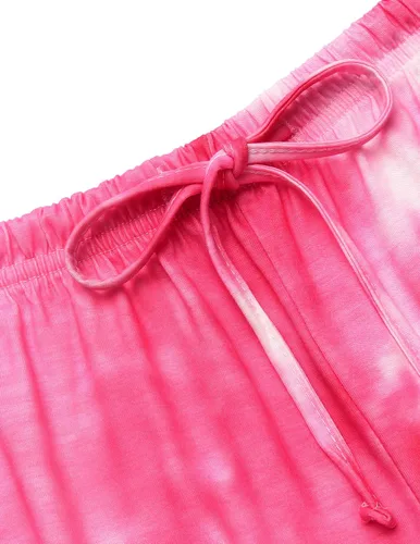 Vista 4 de Ekouaer - Conjunto de pijama de 2piezas con teñido anudado para mujer, para descansar y dormir