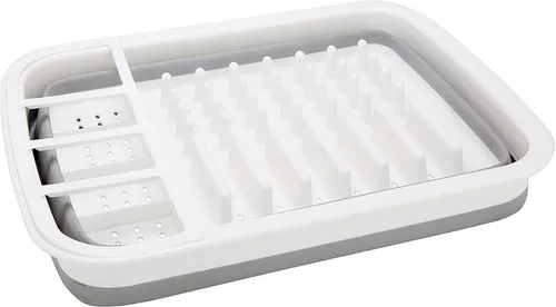 Vista 5 de Kitchen Details Escurridor plegable para platos Ahorro de espacio Agujeros de drenaje de bases aireadas Platos, cuencos, compartimentos