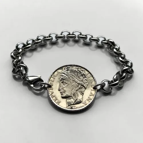 Vista 5 de 1993 Italia 100 Lire moneda rolo link pulsera italiana Turrita Roma Florencia Venecia Milán Napoli Verona Torino Génova Bolonia Siena Ancona Palermo