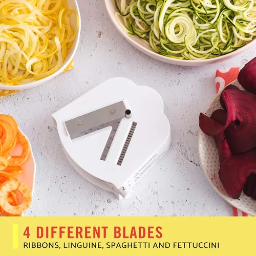 Vista 5 de BELLA Espiralizador y rebanador eléctrico automático 4 en 1, prepara rápidamente espaguetis saludables de verduras o frutas, fideos o cintas, fácil