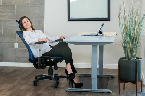 Vista 2 de Silla de oficina ergonómica ajustable negra de 53 pulgadas de alto, silla ergonómica de oficina en casa, silla ergonómica con reposacabezas, sillas