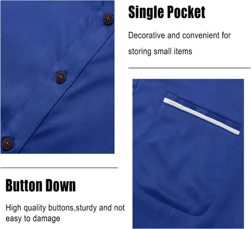 Vista 5 de GEEK LIGHTING Mens Dress Shirts Long Sleeve Regular Fit Banded Collar Business Casual Button Down Shirts