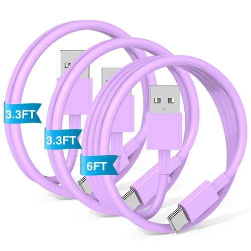 Vista 13 de Paquete de 3 cables negros [3.3 pies+3.3 pies + 6 pies] USB A a USB C, cable USB a USB C Carplay para iPhone 16 15 Pro Plus Pro Max, para iPad