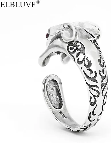 Vista 7 de ELBLUVF 925 Sterling Silver Bunny Rabbit Animal Adjustable Ring Jewelry for Women