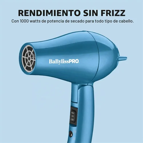 Vista 4 de BaBylissPRO Nano Titanium Travel Hair Dryer, 1000 Watt Professional Blow Dryer with Concentrator Nozzle, Foldable Handle, Dual Voltage