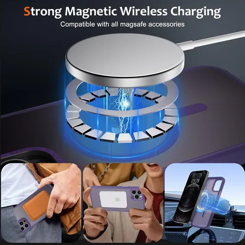 Vista 724 de Anuck - Funda magnética para iPhone 11 compatible con MagSafe, carcasa trasera mate translúcida dura, borde de TPU, delgada, resistente a impactos